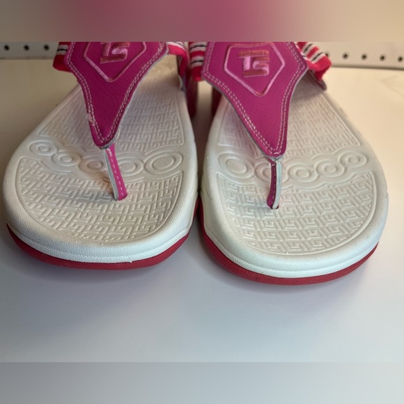 TheraSandal by TheraShoe Flip Flop Thong Therapy Molded Insole Pink Leather - Picture 3 of 14